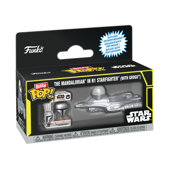 Bitty Pop! Rides The Mandalorian in N1 Starfighter (with Grogu), Image 1