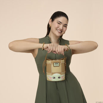 The Mandalorian Grogu & Anzellan Drawstring Bucket Crossbody Bag with Coin Bag, Image 2