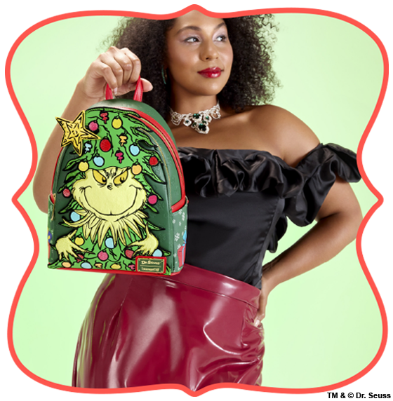 Orange holiday border featuring Dr Seuss accessories