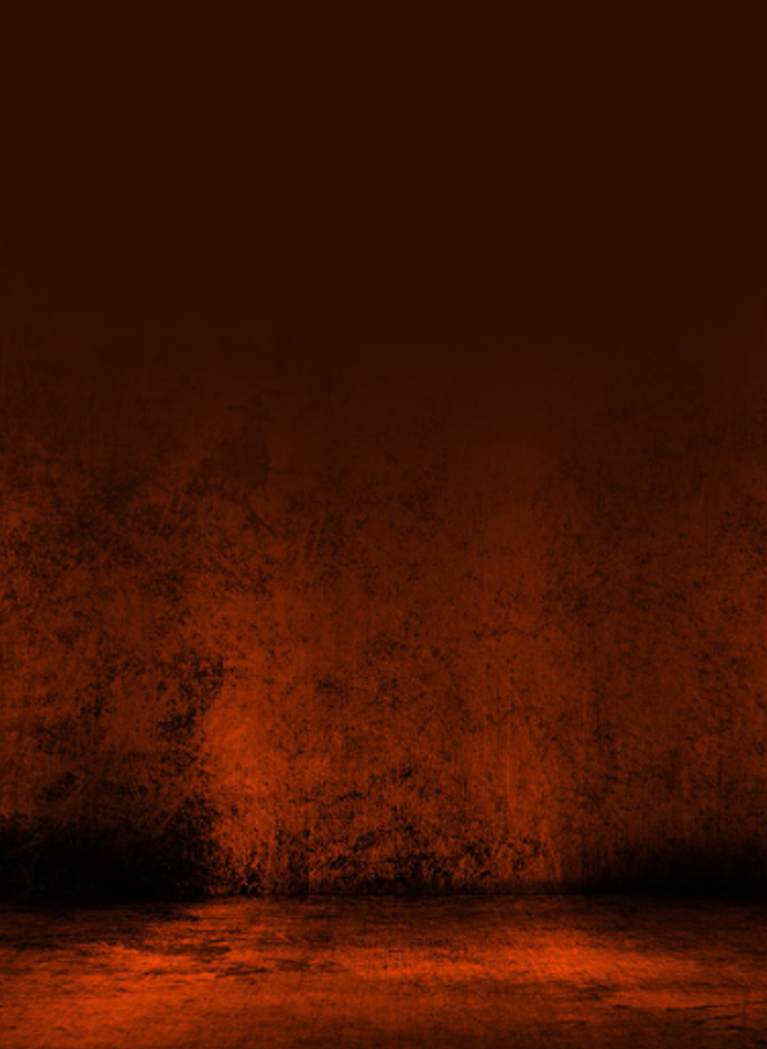 Dark orange grunge wall and floor background with a distressed industrial texture.
