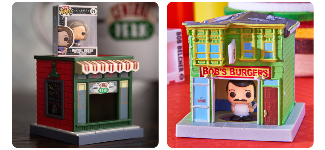 Collage of Bitty POP! Bitty-Verse collectibles featuring Friends and Bob's Burgers