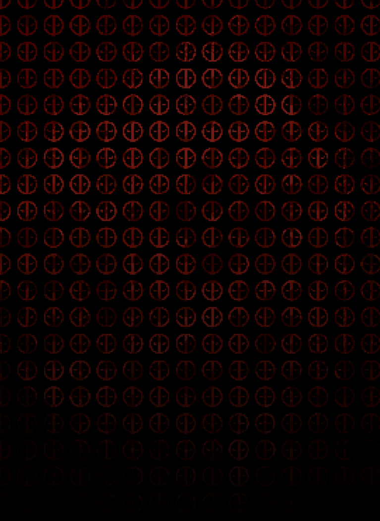 Black background with allover recurring pattern of deadpool logo in red