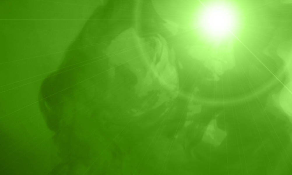 Green smoke background with lens flare