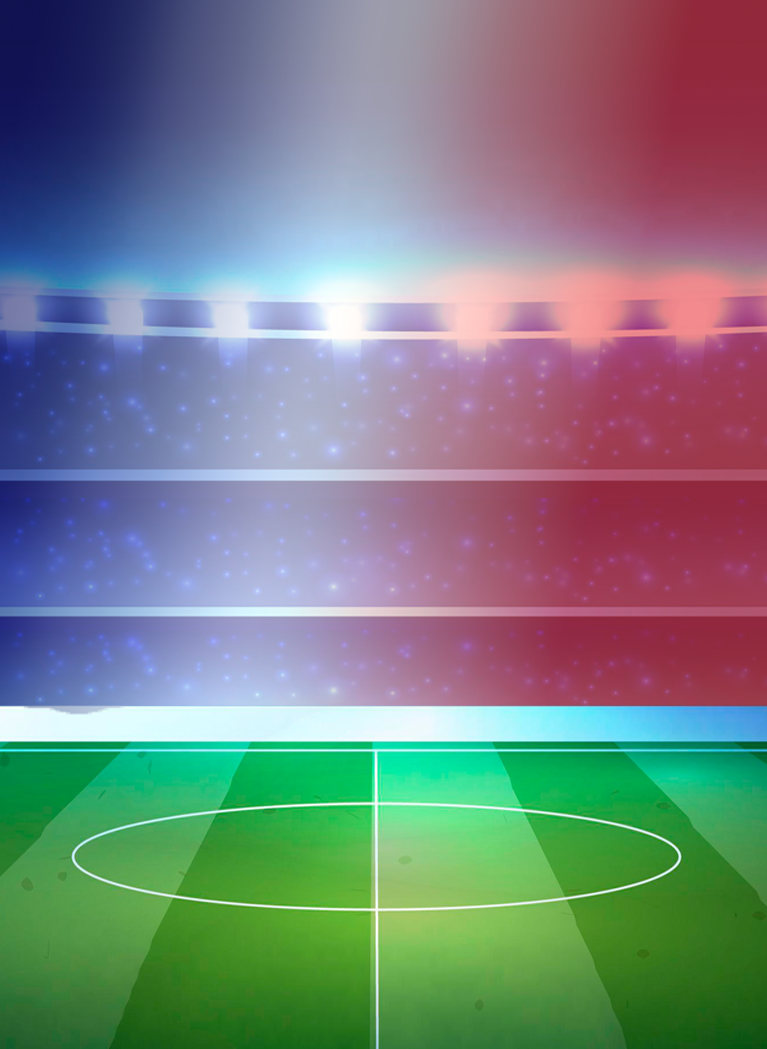 Football pitch illustration with gradient lighting in the blue, white and red