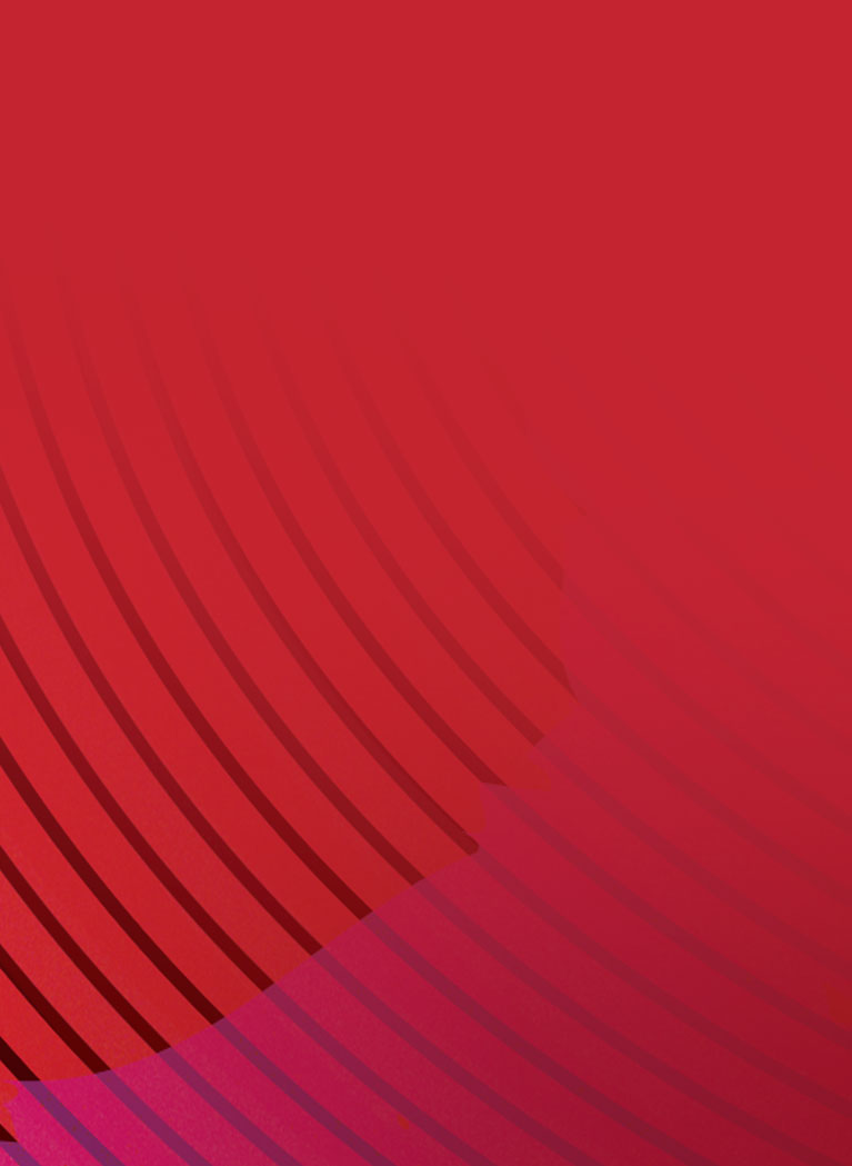 Red background with sections of black concentric circles