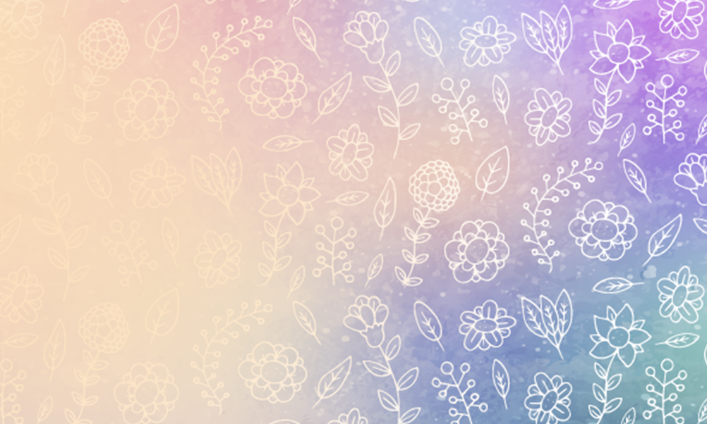 pastel rainbow gradient with white drawn flower overlay