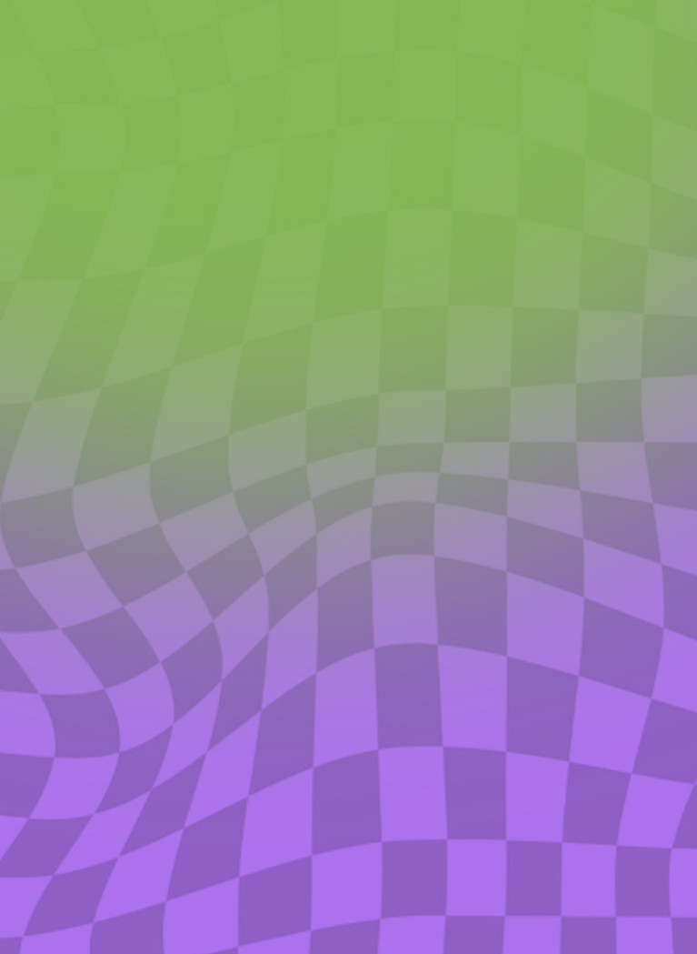 Green and purple warped checkerboard background