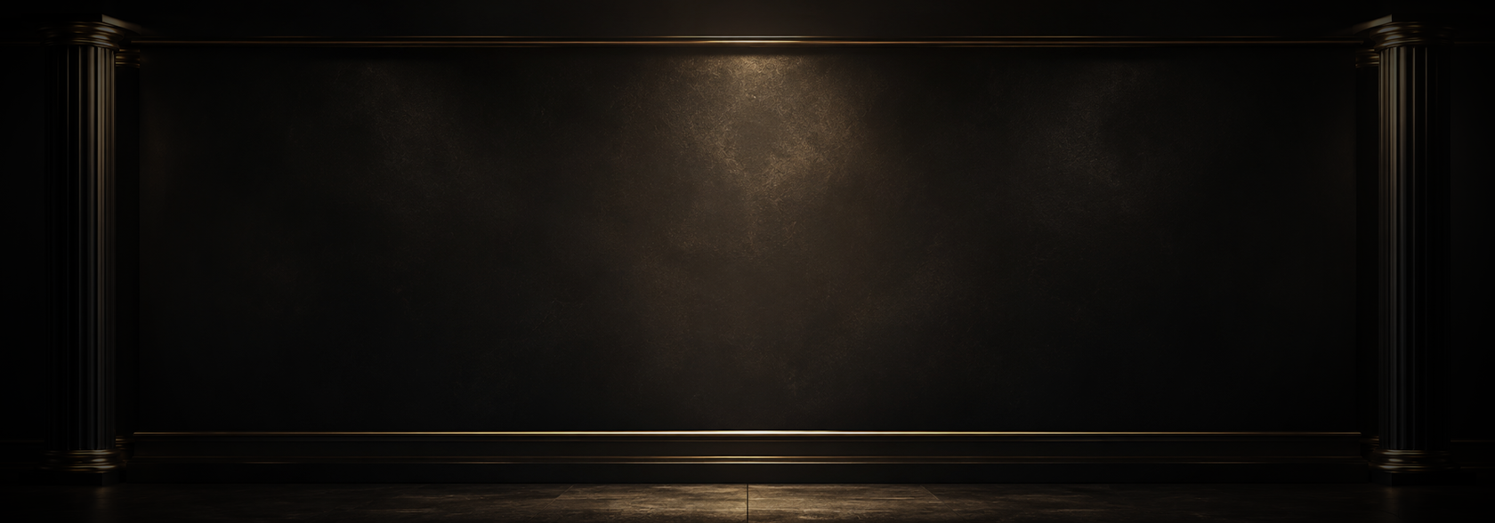 Dark old, royal background with gleaming light and pillars