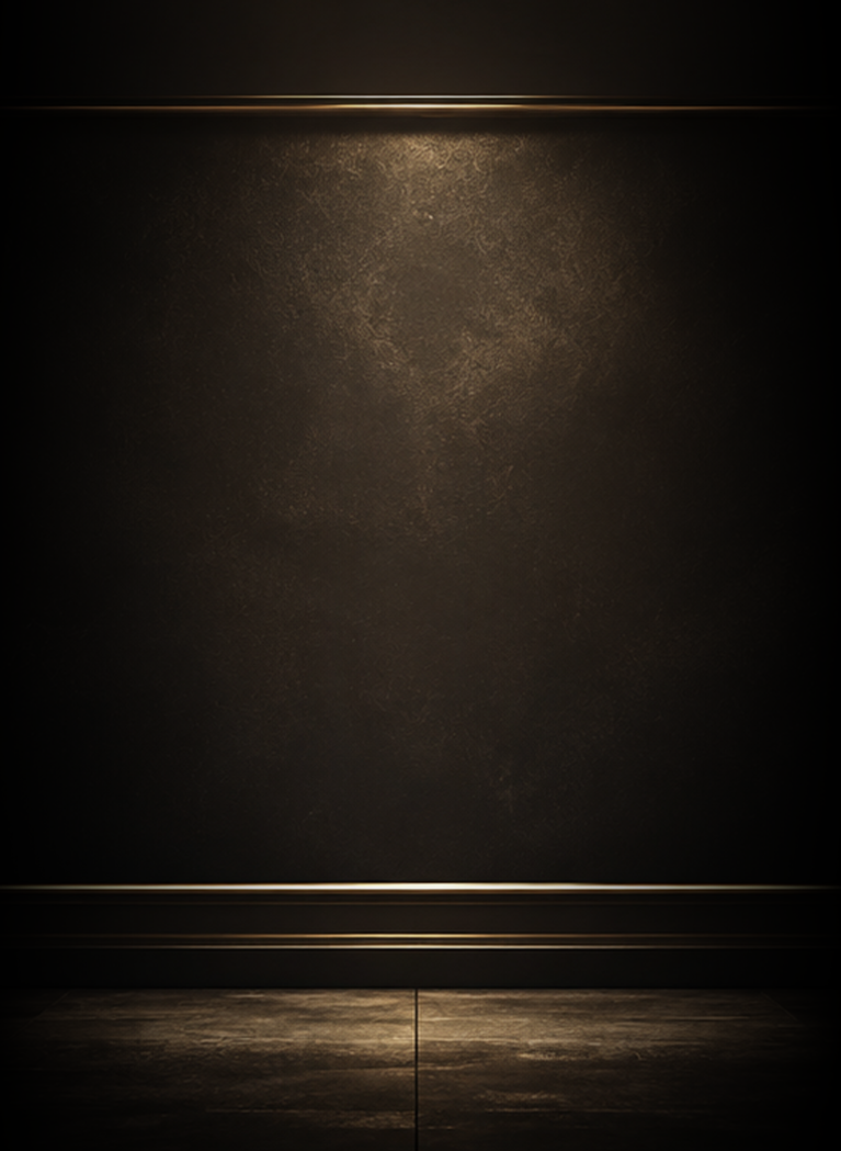 Elegant black and gold background with classical columns, metallic trim and dramatic spotlighting