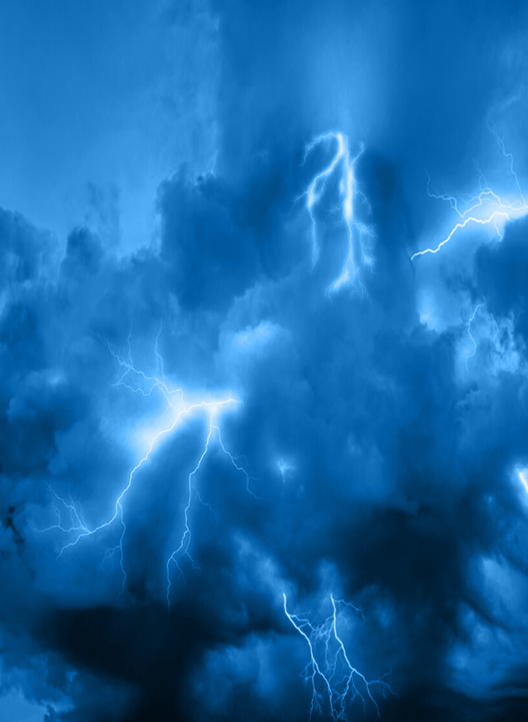 Blue tone sky with lightning bolts