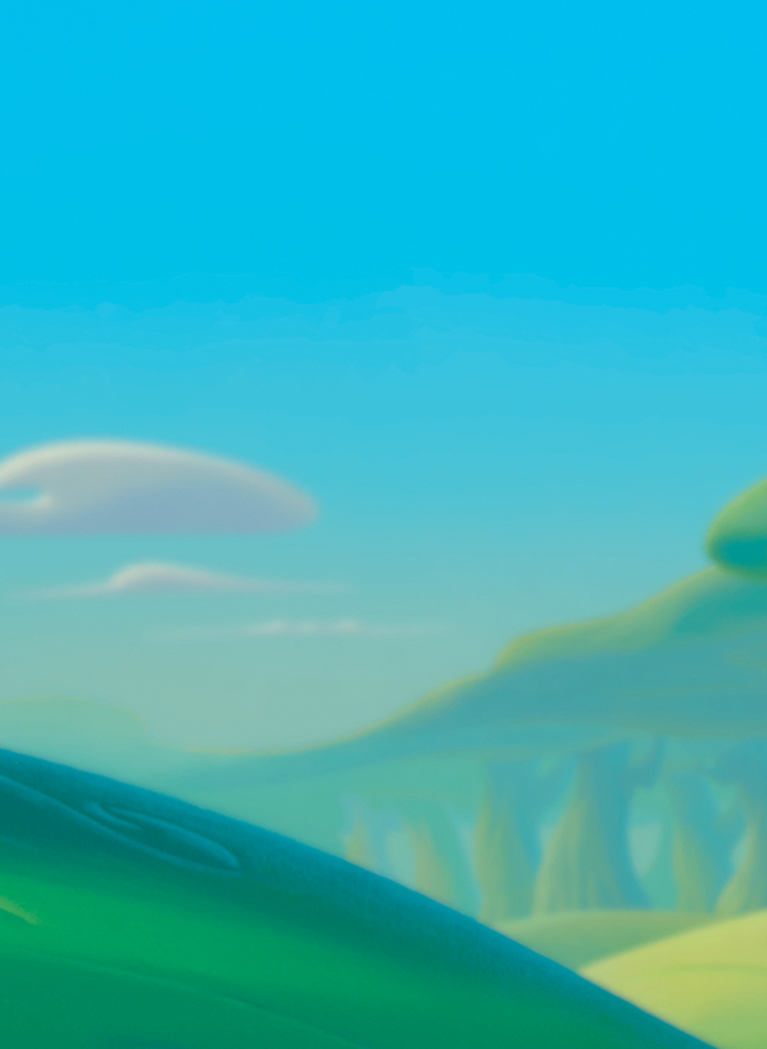 Blue sky with Green field cartoon background with blur effect