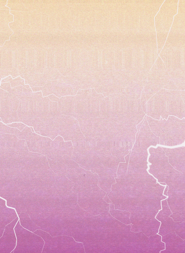 Gold to Purple gradient background with lightening strike patterns