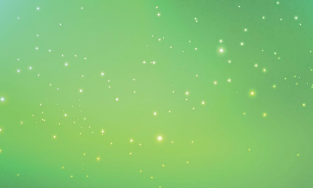 Green gradient background with magical sparkles