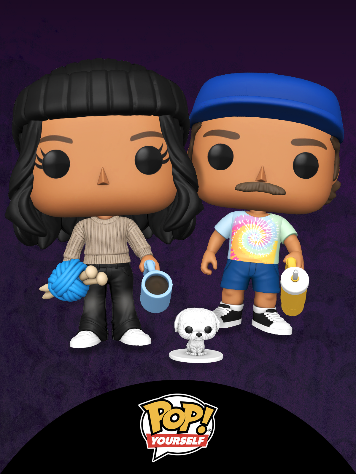 Dark Purple background with Funkoween logo and Pop! Yourself Halloween accessories