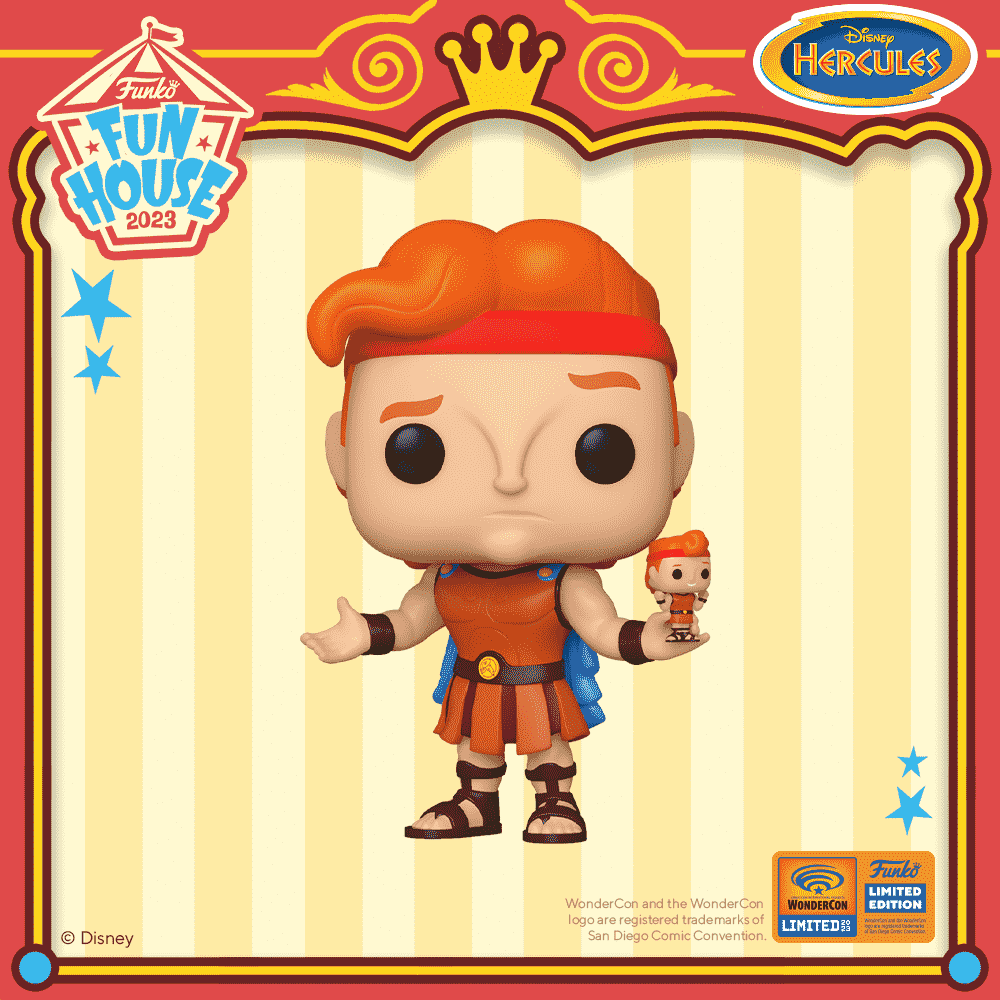 2023 WonderCon exclusive Pop! Hercules with Action Figure.