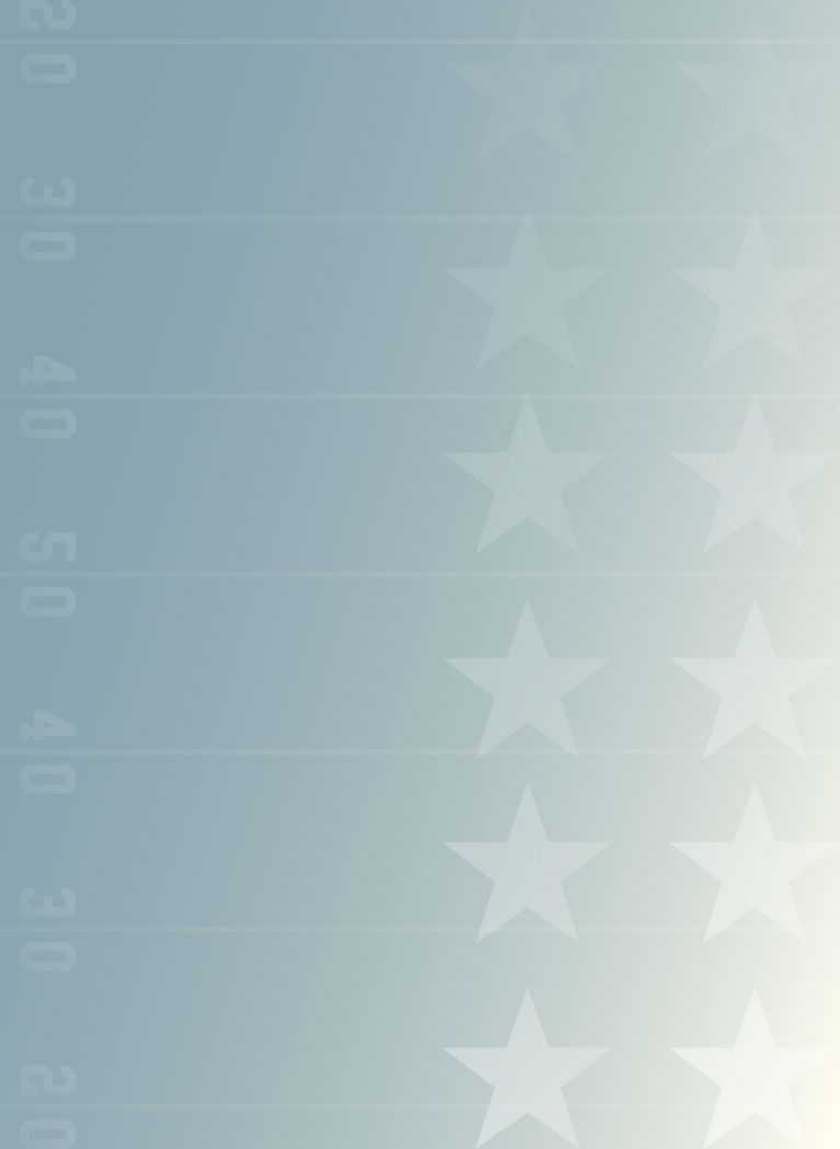 Blue white gradient background with stars and football field yard lines